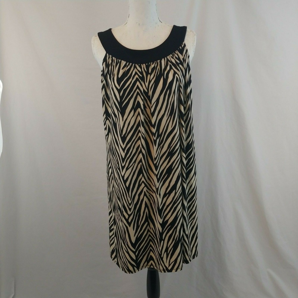 Tiana B. Women's  Zebra Print Sleeveless Dress‎ Casual Party Size L